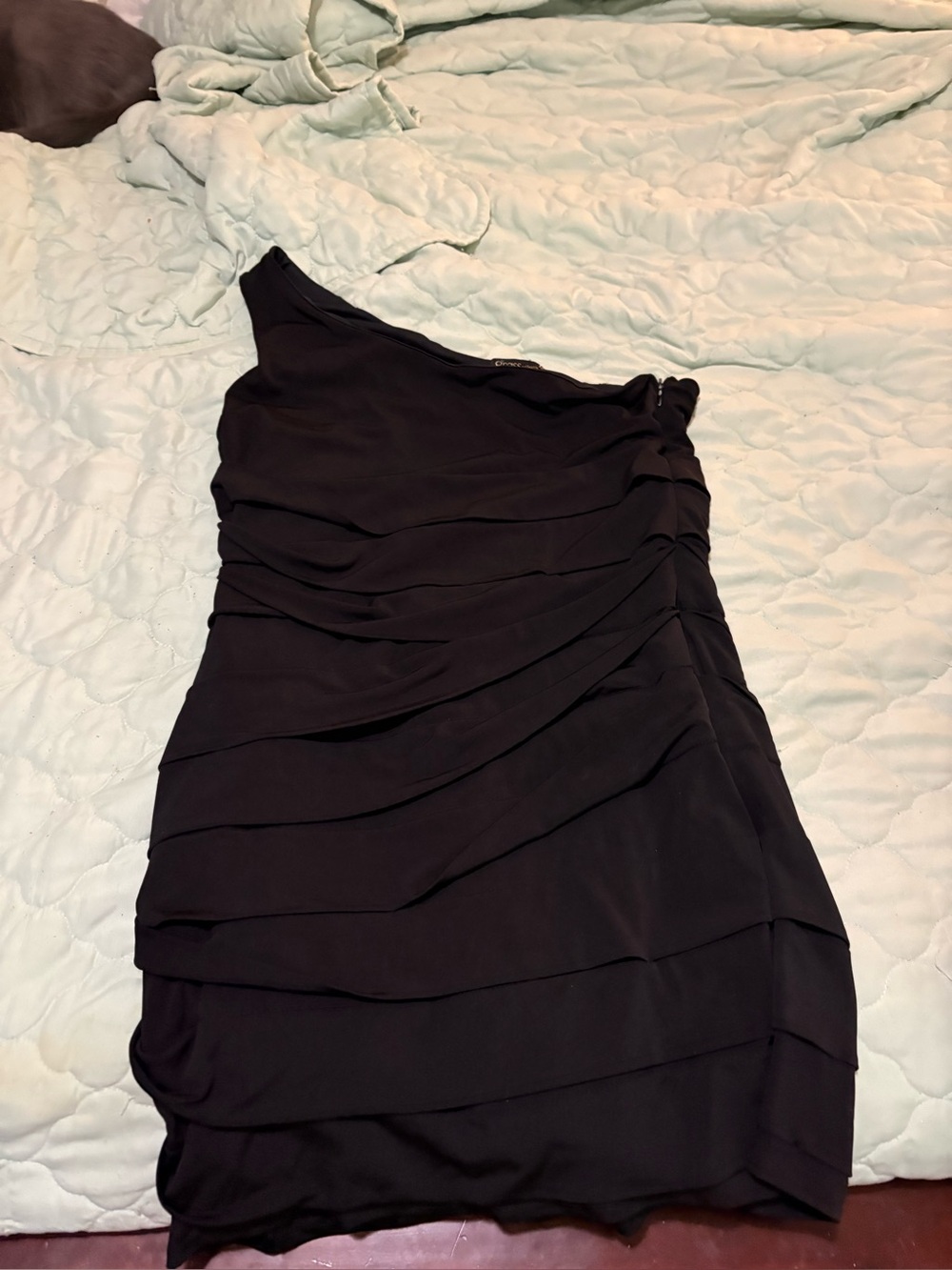 Black One-Shoulder Ruched Cocktail Dress sz 6